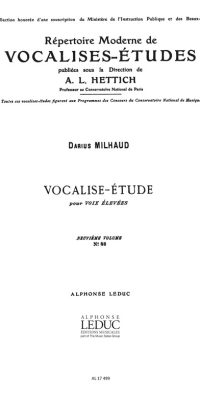 Darius Milhaud: Vocalise Etude N088