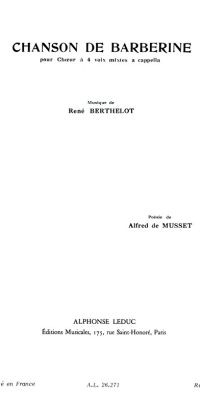 René Berthelot: Chanson De Barberine