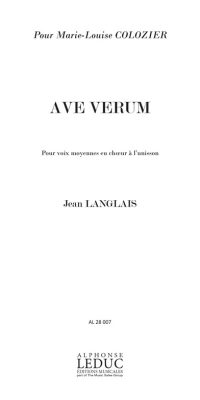 Jean Langlais: 3 Prieres No.1: Ave Verum