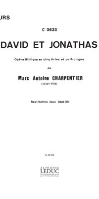 M.A. Charpentier: David Et Jonathas