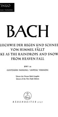 Bach: Kantate BWV 18  Gleichwie der Regen und Schnee vom Himmel fällt (Cello (Kontrabas)