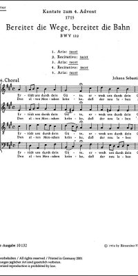 Bach: Kantate BWV 132  Bereitet die Wege, bereitet die Bahn (SATB)