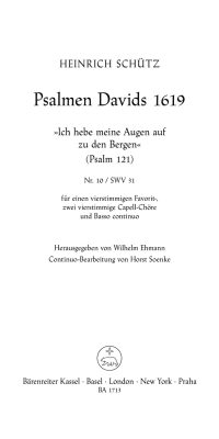 Heinrich Schutz: Ich hebe meine Augen auf zu den Bergen (Partituur)