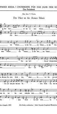 Reda: Der Herr ist der Armen Schutz (Psalm 9) - Du wirst meine Seele nicht dem Tode lassen (Psalm 16) - Jesus Christus, unser Heiland - Vor dir ist Fr
