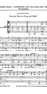 Reda: Psalm 84. Gott der Herr ist Sonn' und Schild (SSA) - Psalm 73. Dennoch bleibe ich stets an dir (SAB) - Psalm 111. Die fuercht des Herrn (SSAB)