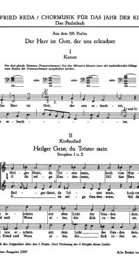Reda: Psalm 118. Der Herr ist Gott (SSA) - Psalm 34. Schmecket und sehet (SATB) - Psalm 126. Wenn der Herr die Gefangenen Zions (SST+ABB) (1948)