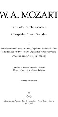 Mozart: Sämtliche Kirchensonaten. Heft 1 (Cello)