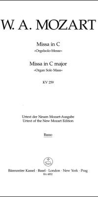 Mozart: Missa Organ Solo Mass C major KV 259 (Cello)