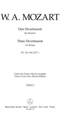 Mozart: Drei Divertimenti fur Streichorchester K 136-138 (125a-c) (Viool 1)