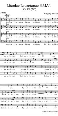 Mozart: Litaniae Lauretanae B. M. V. in B-flat major K. 109 (74e)