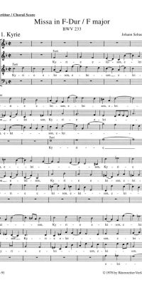 Bach: Mass in F major BWV 233 Lutheran Mass 1 (Koorpartituur)