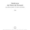 Martin: Dédicace de Pierre de Ronsard (1945). Hommage des Pierre de Ronsard fuer den Dichter Robert de la Haye