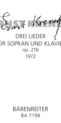 Krenek: Drei Lieder (1972) fuer Sopran und Klavier