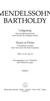 Mendelssohn: Lobgesang / Hymn of Praise op. 52 MWV A 18