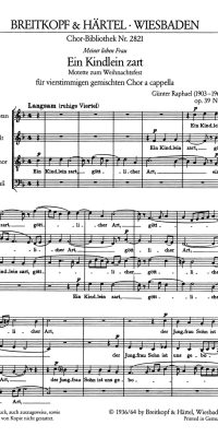 Günter Raphael: Ein Kindlein zart op. 39/1