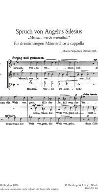 Johann Nepomuk David: "Spruch ""Mensch werde wesentl."""