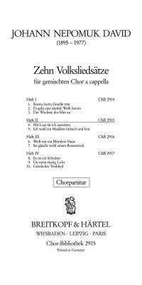 Johann Nepomuk David: 10 Volksliedsätze, Heft 2