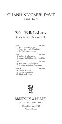 Johann Nepomuk David: 10 Volksliedsätze, Heft 4
