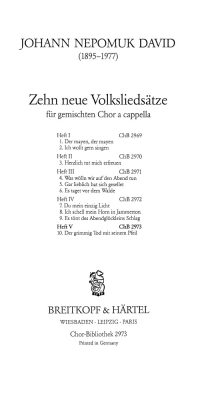 Johann Nepomuk David: 10 Neue Volkslieder, Heft 5