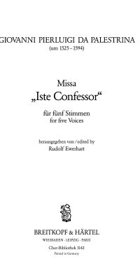 Giovanni Pierluigi da Palestrina:  Missa Iste confessor