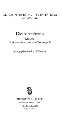 Giovanni Pierluigi da Palestrina:  Dies sanctificatus