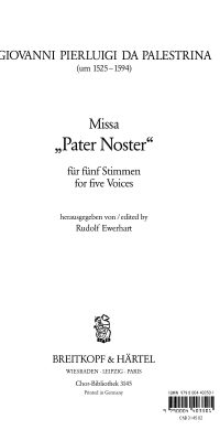 Giovanni Pierluigi da Palestrina:  Missa Pater noster