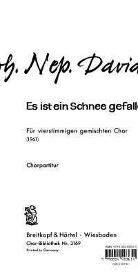 Johann Nepomuk David: Es ist ein Schnee gefallen