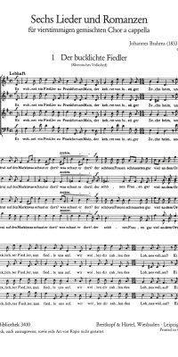 Johannes Brahms: Sechs Lieder und Romanzen