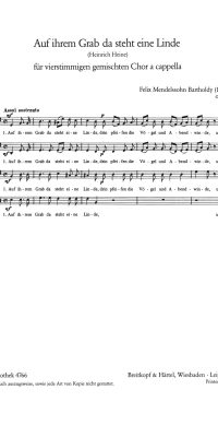 Felix Mendelssohn Bartholdy: Auf ihrem Grab da steht eine Linde (SATB)