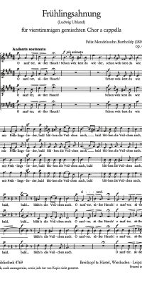 Felix Mendelssohn Bartholdy: Frühlingsahnung (SATB)