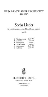 Felix Mendelssohn Bartholdy: Lerchengesang (SATB)