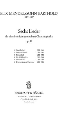 Felix Mendelssohn Bartholdy: Hirtenlied (SATB)