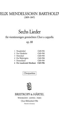 Felix Mendelssohn Bartholdy: Der wandernde Musikant (SATB)