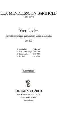 Felix Mendelssohn Bartholdy: Andenken Die Bäume grünen (SATB)