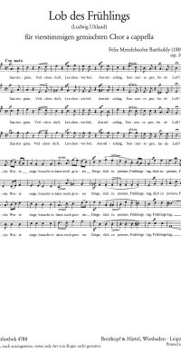 Felix Mendelssohn Bartholdy: Lob des Frühlings (SATB)