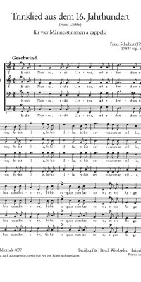 Franz Schubert: Trinklied aus dem 16.Jh. D 847 (SATB)