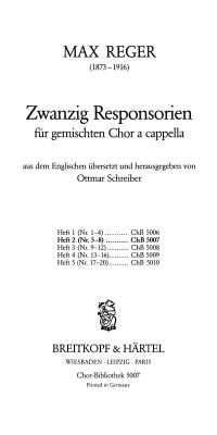 Max Reger: Zwanzig Responsorien, Heft 2