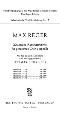 Max Reger: Zwanzig Responsorien, Heft 4