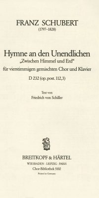 Franz Schubert: Hymne an den Unendlichen D 232