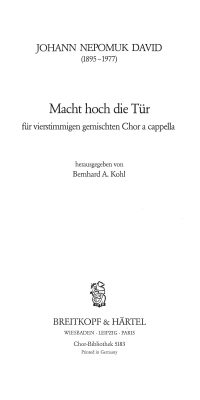 Johann Nepomuk David: Macht hoch die Tür