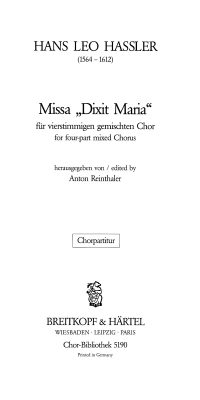 Hans Leo Hassler: "Missa ""Dixit Maria"""