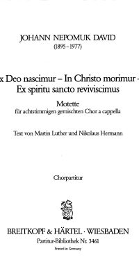 Johann Nepomuk David: Ex Deo Nascimur