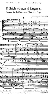 Johann Nepomuk David: Fröhlich wir nun all fangen an