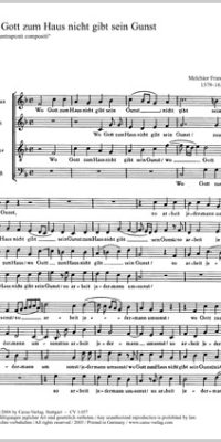 Franck, M.: Wo Gott zum Haus nicht gibt sein G. (Partituur)
