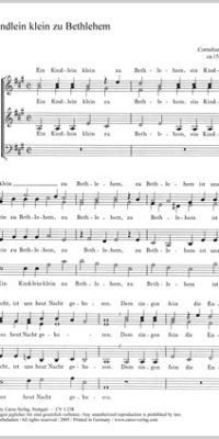 Freundt: Ein Kindlein klein zu Bethlehem (Partituur)