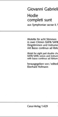 Gabrieli: Hodie completi sunt (SATB/SATB, Basso Continuo) (Partituur)