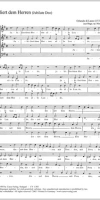 Lasso: Jubiliert dem Herren (Partituur)
