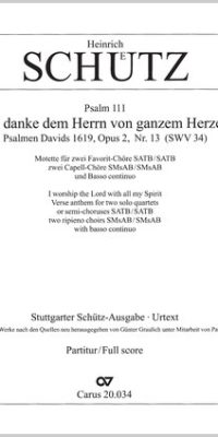 Schütz: Psalm 111 "Ich danke dem Herrn" (Partituur)