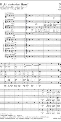 Schütz: Psalm 111 "Ich danke dem Herrn" (Koorpartituur)