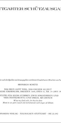 Schütz: Was mein Gott will, das gscheh